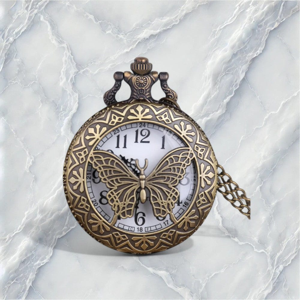 Montre à Gousset avec Motif Papillon
