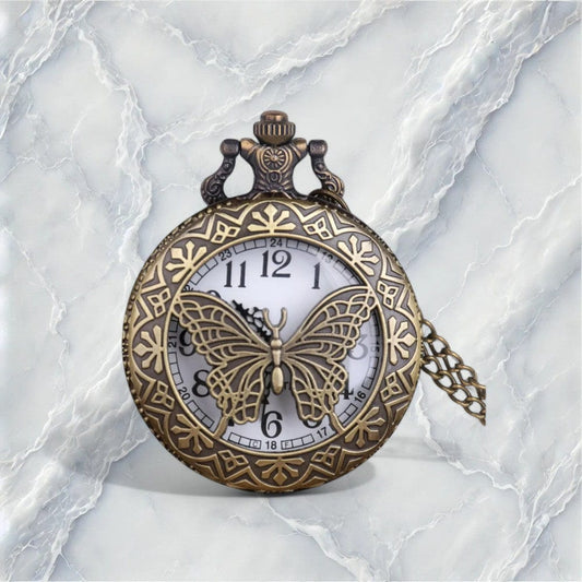Montre à Gousset avec Motif Papillon