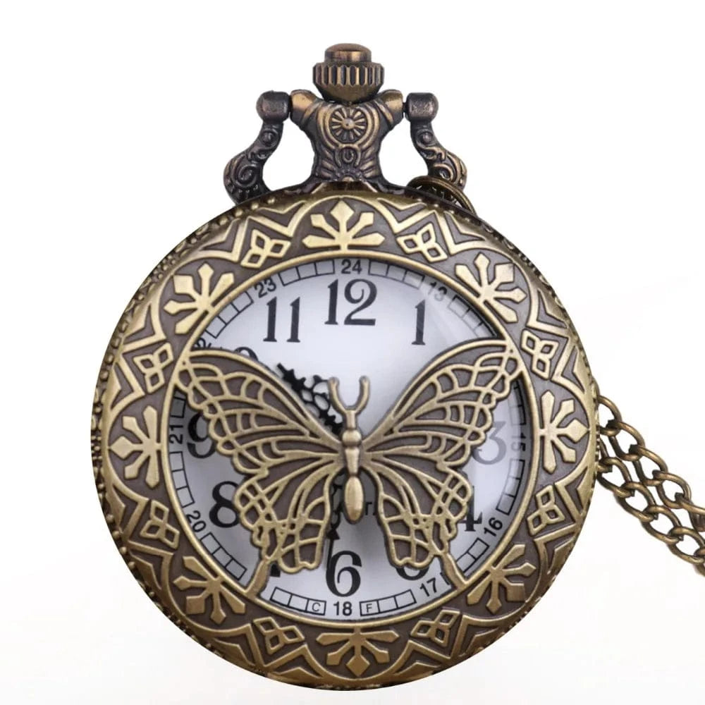 Montre à Gousset avec Motif Papillon