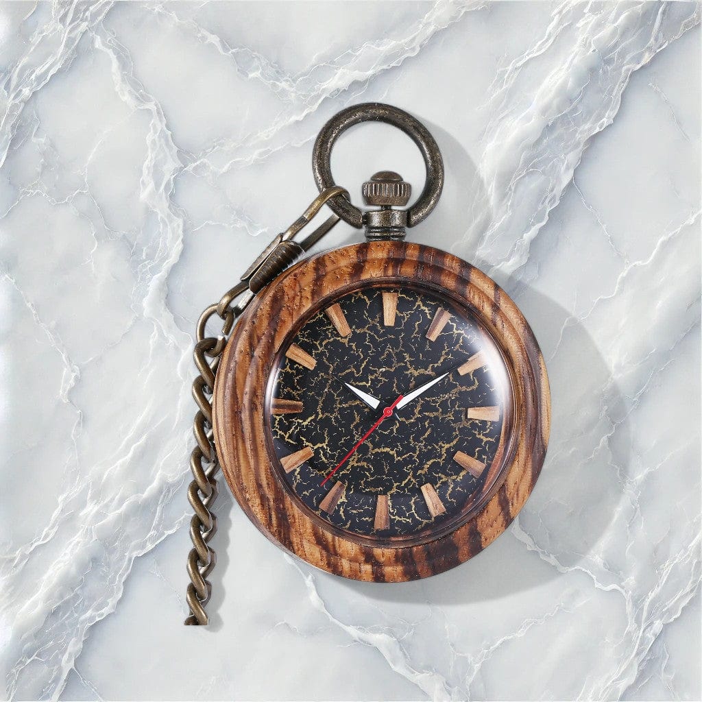 Montre à Gousset Bois Cadran Noir