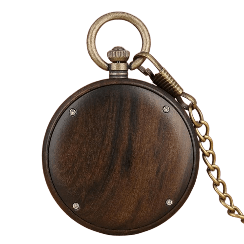 Montre à Gousset Bois Cadran Noir