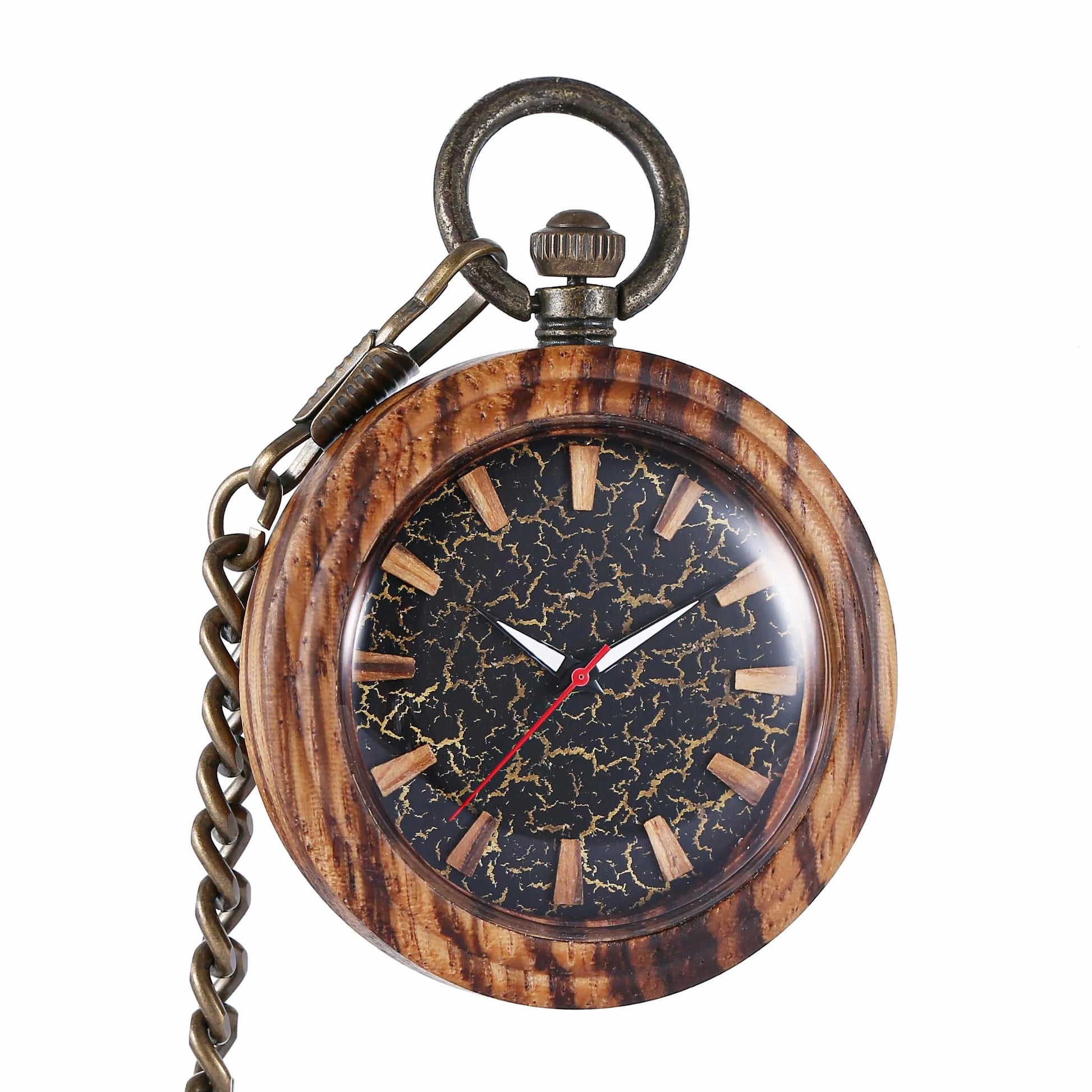 Montre à Gousset Bois Cadran Noir
