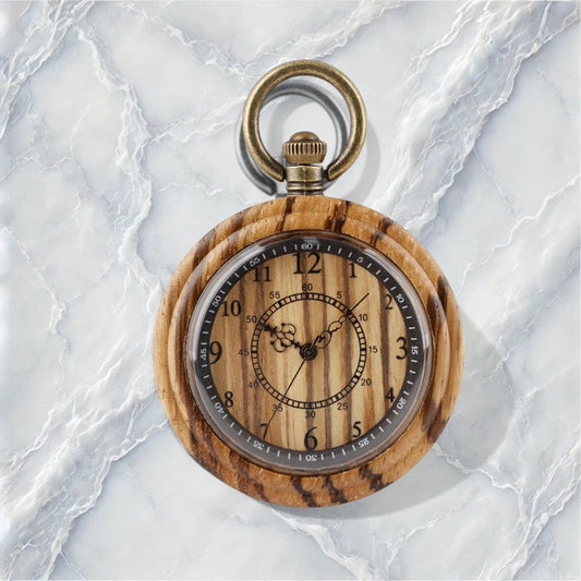 Montre à Gousset en Bois Cadran Chiffres Romains