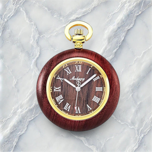 Montre à Gousset en Bois Cadran Rayures