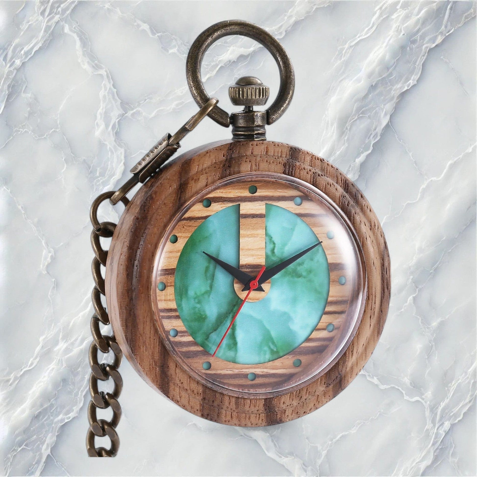 Montre à Gousset En Bois Cadran Vert