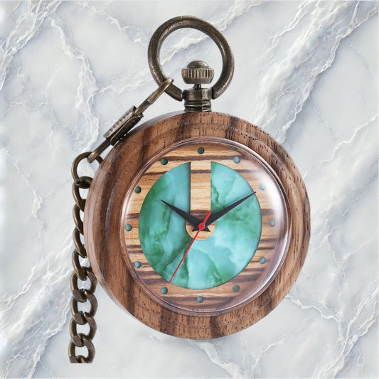 Montre à Gousset En Bois Cadran Vert