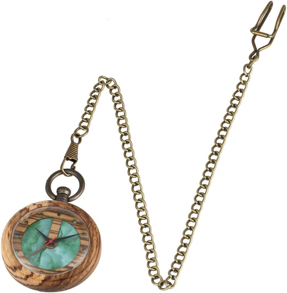 Montre à Gousset En Bois Cadran Vert