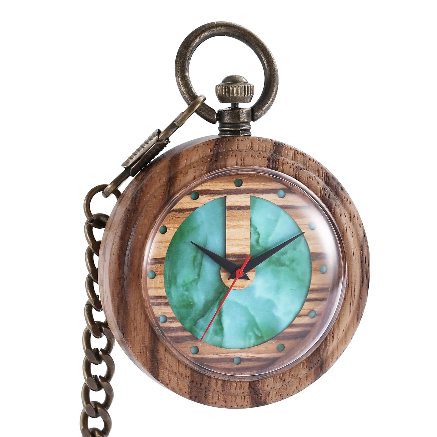 Montre à Gousset En Bois Cadran Vert