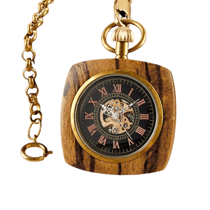 Montre à Gousset en Bois Gravée