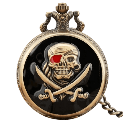 Montre à Gousset Homme Motif Tête de Mort Pirate