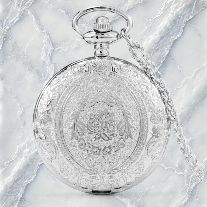 Montre à Gousset Pendentif Laval - Motif Fleur Argent