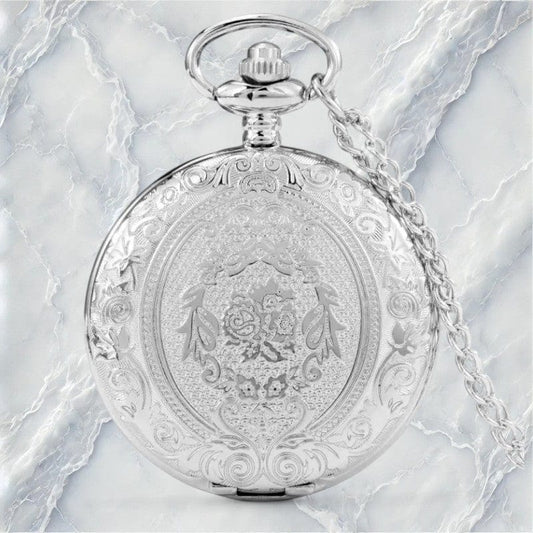 Montre à Gousset Pendentif Laval - Motif Fleur Argent