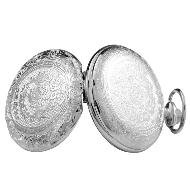 Montre à Gousset Pendentif Laval - Motif Fleur Argent