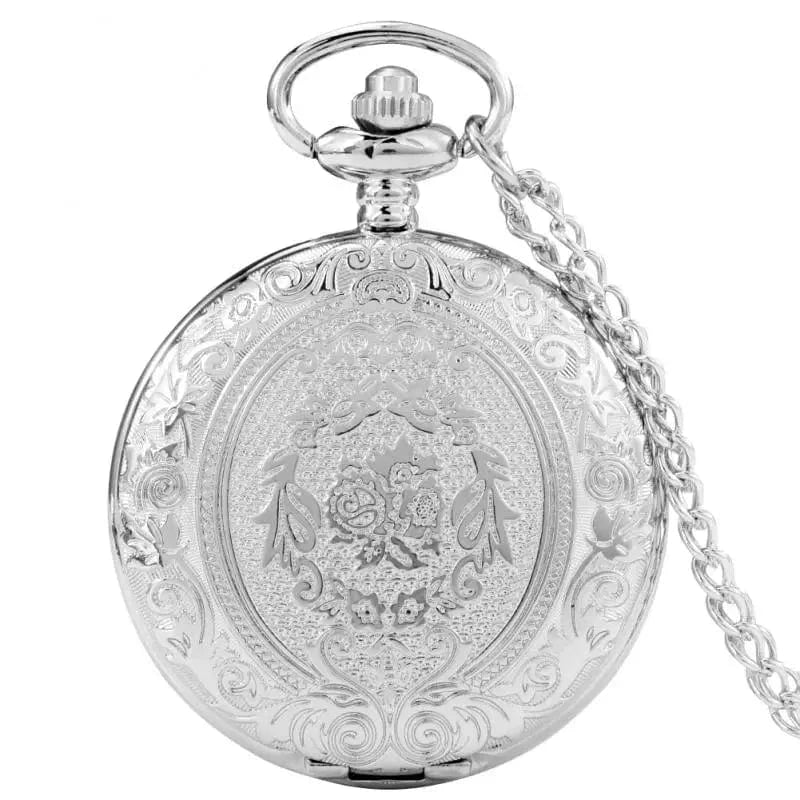 Montre à Gousset Pendentif Laval - Motif Fleur Argent