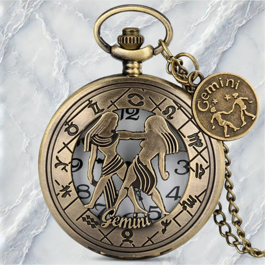 Montre de Poche Signe Astrologique Gémeaux
