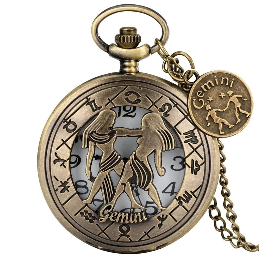 Montre de Poche Signe Astrologique Gémeaux